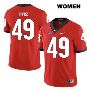 Women's Georgia Bulldogs NCAA #49 Koby Pyrz Nike Stitched Red Legend Authentic College Football Jersey VOP3854ZY